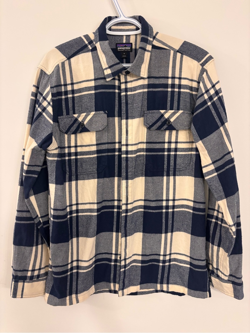 Patagonia Navy and Cream Plaid Button-Down Shirt